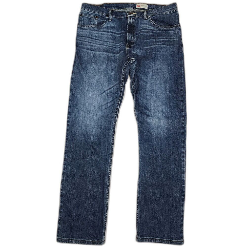 Wrangler Premium Quality Slim Straight Dark Denim Jeans Men's Size 36 x 32